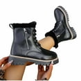 thumbnail image 5 of SUNVIT Womens Fleece Lined Black Combat Boots Size 39 - PU Faux Leather, Side Zipper & Lace-Up, Chunky Rubber Sole for Warmth & Cold Weather Casual Use, 5 of 9