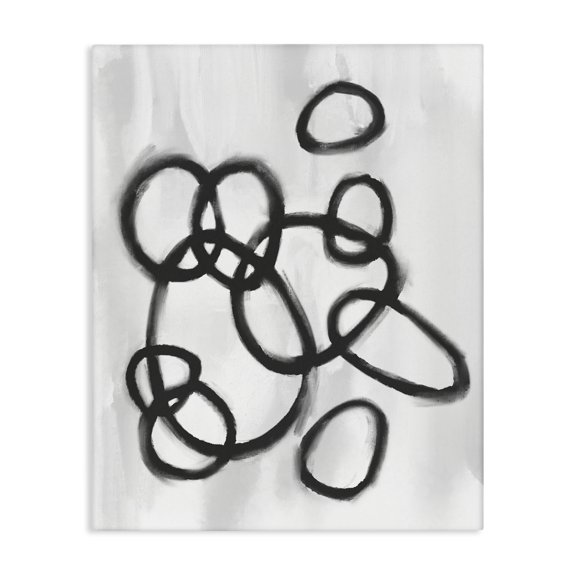 Stupell Industries Contemporary Circular Linework Abstract Black White Canvas Art, 16 x 20, by Lil' Rue