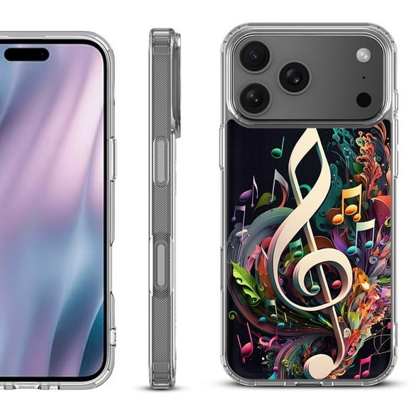 For iPhone 17 Pro Max Protective Shockproof Phone Case, by OneToughShield - Music Notes Colorful