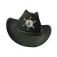 thumbnail image 3 of Sombrero de vaquero occidental, sombrero para el sol al aire libre con cuerda, sombrero de vaquera, sombrero para exteriores Negro, 3 of 9