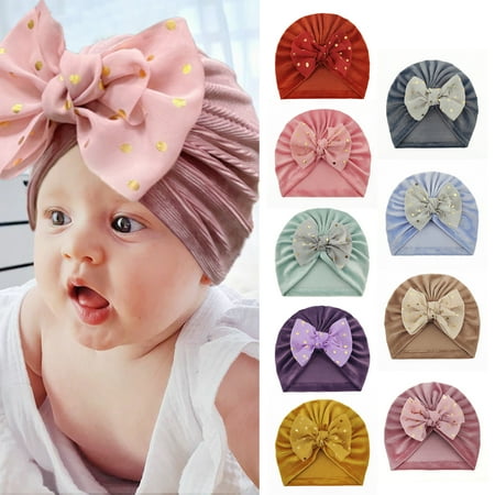 

Waroomhouse Baby Hat Charming Elastic Fabric Bowknot Design Infant Beanie Cap for Baby Shower