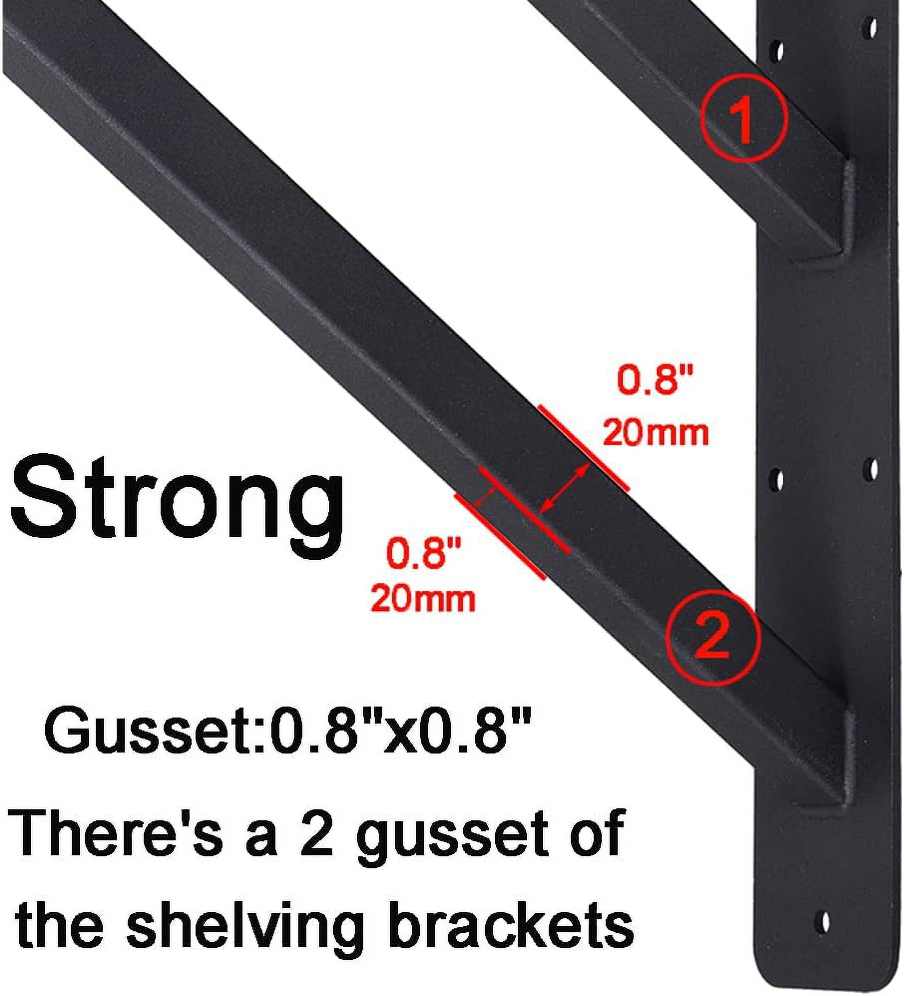 VANROUG 2Pcs Heavy Duty Shelf Bracket Countertop Support Brackets 16"x12" Wall Mounted Floating Shelf Bracket,Solid Fireplace Metal Brackets for Shelves for Tops Cabinetry Table Work Bench