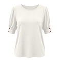 thumbnail image 6 of Naotn Half Short -Sleeve Shirts for Women Summer Casual Loose Fit Crew Neck Tops Trendy Beach Holiday Button Blouses, 6 of 8