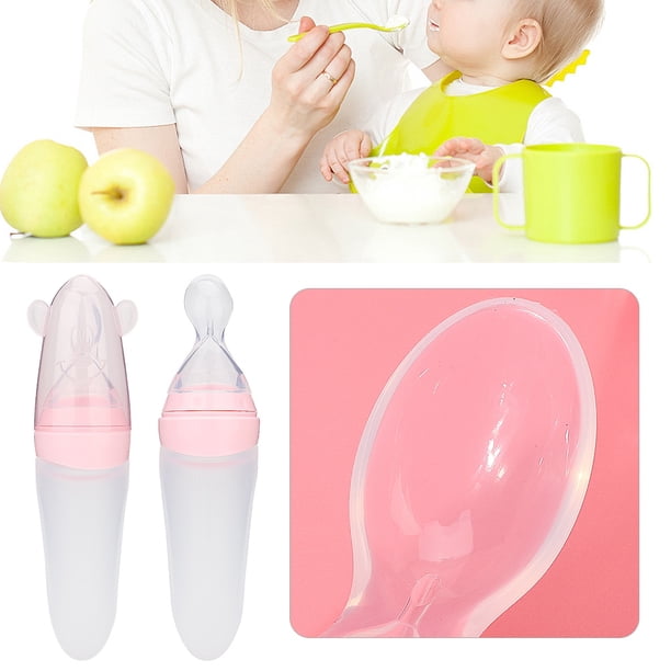 Cuchara, Cuchara de silicona para apretar para bebés, Cuchara para alimentar, Cuchara para alimentar diseñada para el futuro