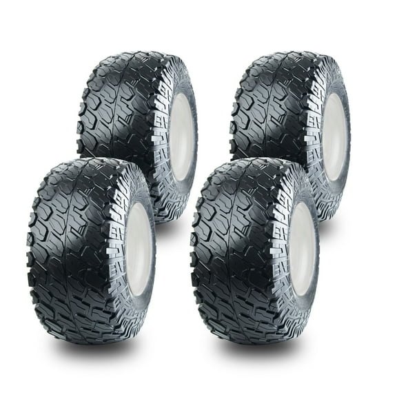 Wolf Pack 18X8.50-8 6ply Golf Cart Tires with 8X7 4-4.0 White Solid Wheel Tubeless Non-Directional Tire Multi-Terrain Tire with Superior Traction for Long-Lasting Performance