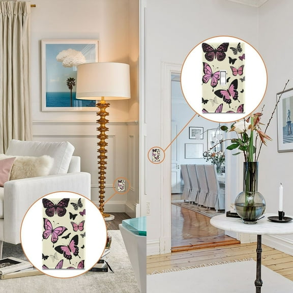 New Flame-Retardant Switch Plate Cover,DIY Wall Plate Decor with Screws,Beautiful Butterfly