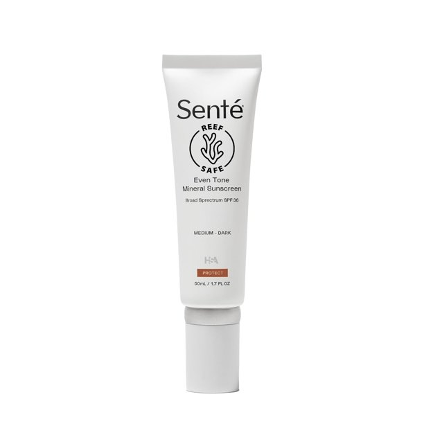 ¿Enviado? Loción de amplio espectro teñida con protector solar mineral de tono uniforme - SPF 36 medio oscuro - Protección UVA/UVB - Resistente al agua 40 minutos - 50 ml