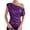 Purple, variant on Fartey Women's One Shoulder Sequin Tops Fashion Elegant Ruched Asymmetrical Shirts Slim Fit Summer Tunic Blouse Dressy Casual Solid Color Party Blouses Purple S-2XL