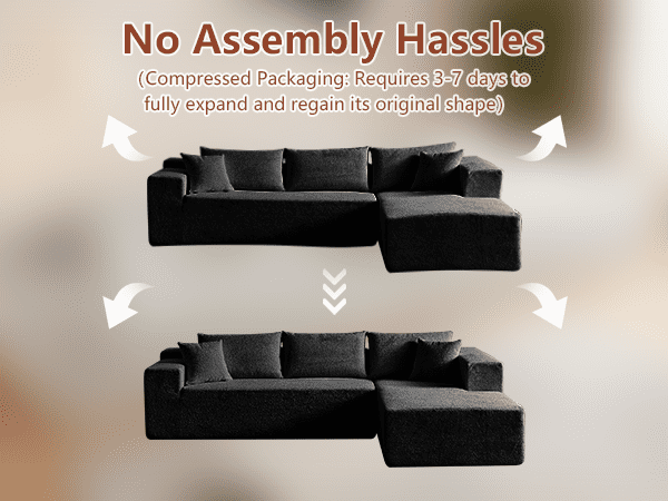 Gewnee Black 3-Seater Deep Seat Compressed Velvet Sofa, Soft Cushion Couch for Living Room & Bedroom