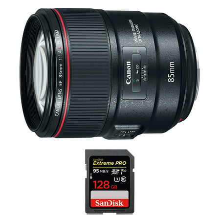 Canon (2271C002) 85mm f/1.4L IS USM Fixed Prime Digital SLR Camera Lens w/ Sandisk Extreme PRO SDXC 128GB UHS-1 Memory (Best Canon Prime Lens)