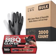BBQ Grilling Gloves Kit (Large) – 2000 Nitrile Disposable Gloves & 80 Cotton Liners, Heat-Resistant & Waterproof for Cooking, Smoking Meat & Cleaning