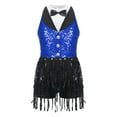 thumbnail image 3 of Xnihocha Kids Girls  Tango Latin Jazz Dance Leotard Dress Sleeveless Sequins Tassel Hem Ballroom Dress Blue 14, 3 of 7