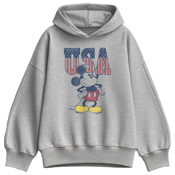 Disney - Mickey Flag USA Letters - Women's Oversized Fleece Hoodie Sweatshirt