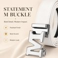 thumbnail image 2 of TRISJEM Unisex White M Buckle Belt, PU Leather Fashion Belt with Statement Letter Buckle, Adjustable Waist Belt for Men and Women, 2 of 8