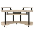 thumbnail image 3 of Contemporary Computer Desk with Keyboard Tray and Open Bottom Shelf in Brown, 3 of 5