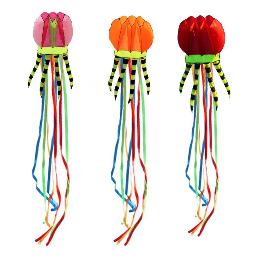 236’’ Soft Kite 3-D Jelly Fish Kite Outdoor Wind Kite Flying Toy Best for Family Gathering Garden Playset