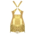 thumbnail image 5 of ZALDITA Women's Sparkling Sequins Crisscross Front Tassel Latin Jazz Dance Leotard Bodysuit Gold S, 5 of 7