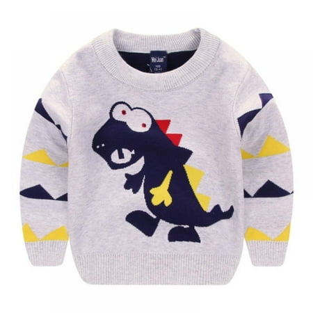 

Baby Boy Cute Dinosaur Round Neck Cotton Long Sleeve Pullover Sweatshirt