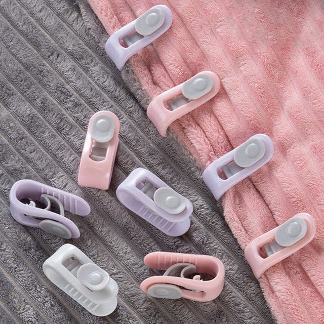 Clips para edredón, clips para encuadernación, clips para edredón, clips para coser (12 unidades) (verde+rosa+púrpura) - Clips para funda de edredón