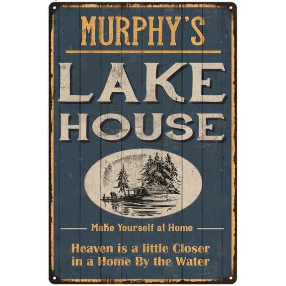 MURPHY'S Lake House Blue Cabin Home Decor Gift 8x12 Metal 108120038058