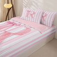 thumbnail image 3 of Manfei Pink Line Geometric Pattern Zipper Twin Comforter Sets with Fitted Sheet and 2 Pillowcases,Personalized Monogrammed R Zipper Bedding Set,Pink Reversible,4pcs, 3 of 7