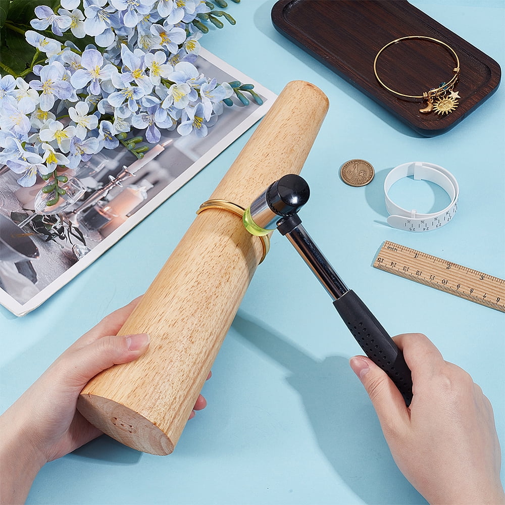 Bracelets DIY Kits Iron Hammer with Rubber Handle Wooden Bracelet Sizing Bangle Mandrel Plastic Wrist Sizer for Jewelry Craft Making Mixed Color
