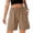 Khaki, variant on Women's Cotton Shorts Elastic Waist Casual Comfy Summer Pull on Beach Shorts with Patch Pocket