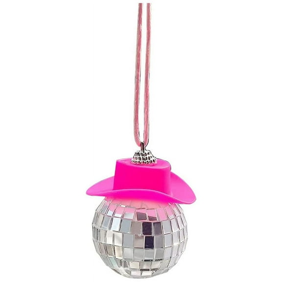 Disco Ball Cow Boy Hat Car Accessories,Car Interior Accessories,Car Hanging Ornament Accessories-Pink