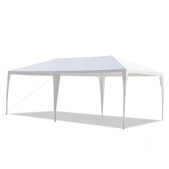 Alvantor White 10x20 ft Outdoor Pop Up Canopy Tent,No Sidewalls,Waterproof PE Top Cover,Iron Tube Frame with Threaded Connections,Ropes & Stakes