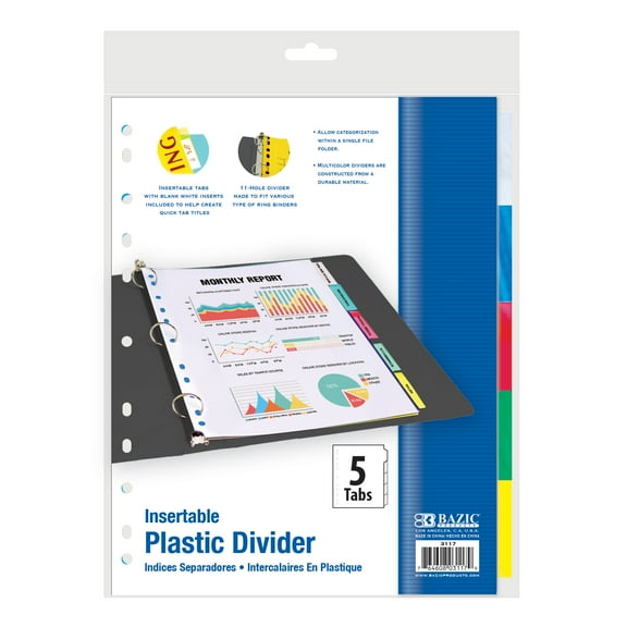 BAZIC Dividers w/ 5-Insertable Color Tabs [3117]
