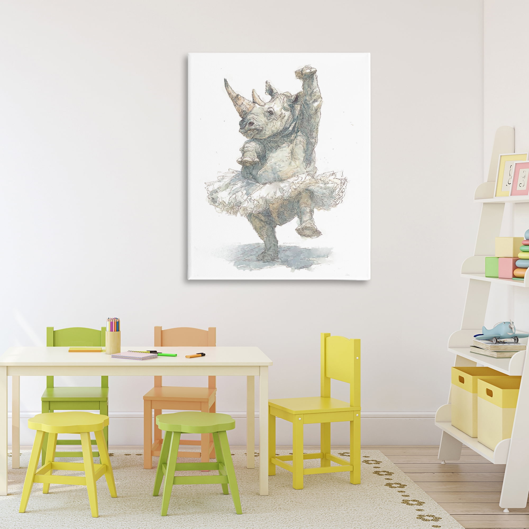 Ballet Rhino Tutu Canvas Wall Art, design by Ziwei Li