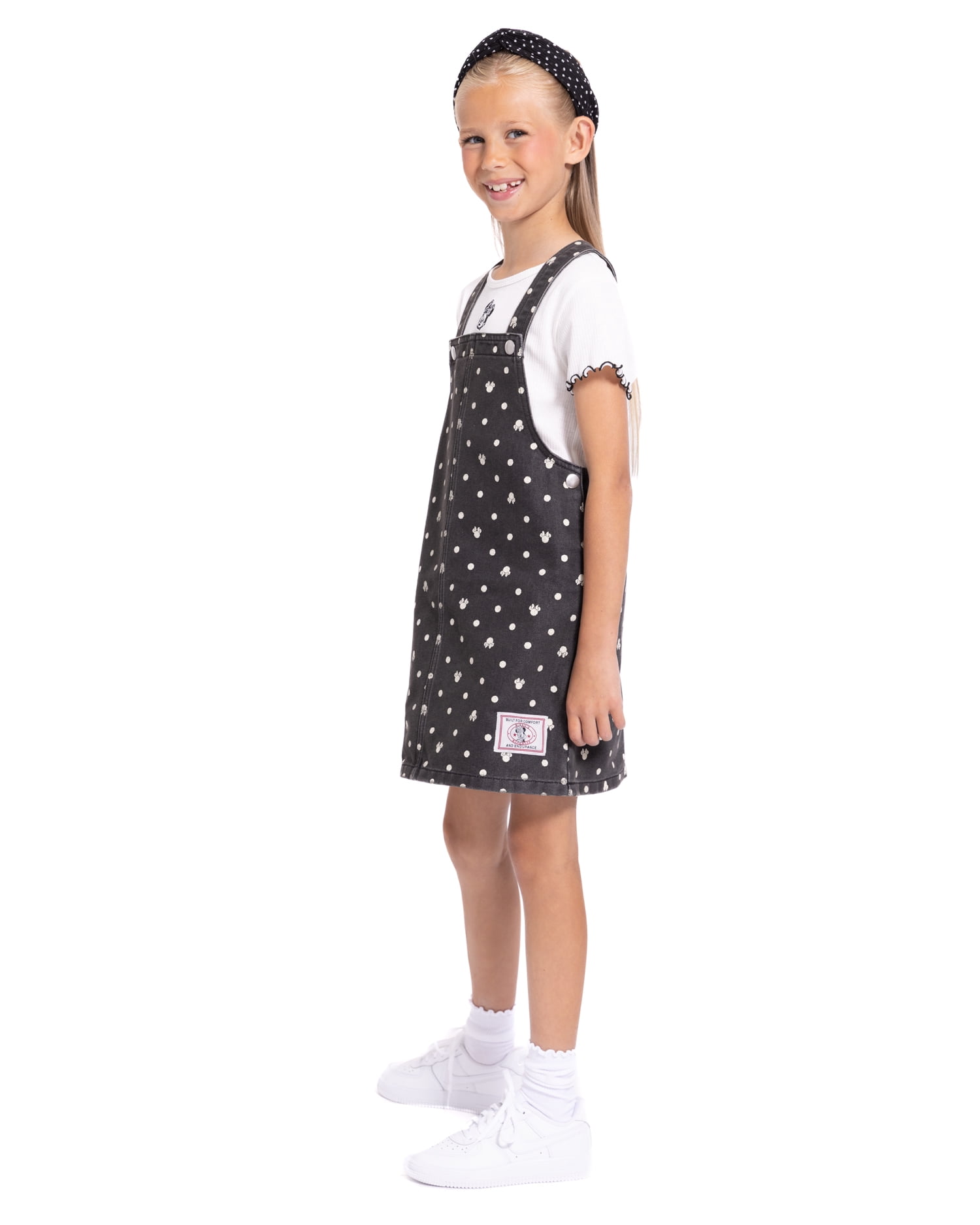 Minnie Mouse Girls Graphic Ribbed Tee and Denim Jumper Dress Set, 2 Piece, Sizes 4-12