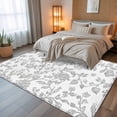thumbnail image 5 of 6x9 Area Rugs, Boho Gray Flower Non-Skid Rubber Backing Large Rectangle Rugs - Living Room Bedroom Home Office, Vintage Farmhouse Leaf Spring Plant Indoor Floor Mat Carpets Washable Rug, 5 of 9