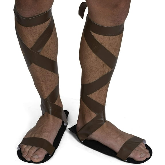 Skeleteen Greek Roman Brown Sandals – Lace Up Biblical Egyptian Gladiator Costume Sandal Shoes for Men and Women