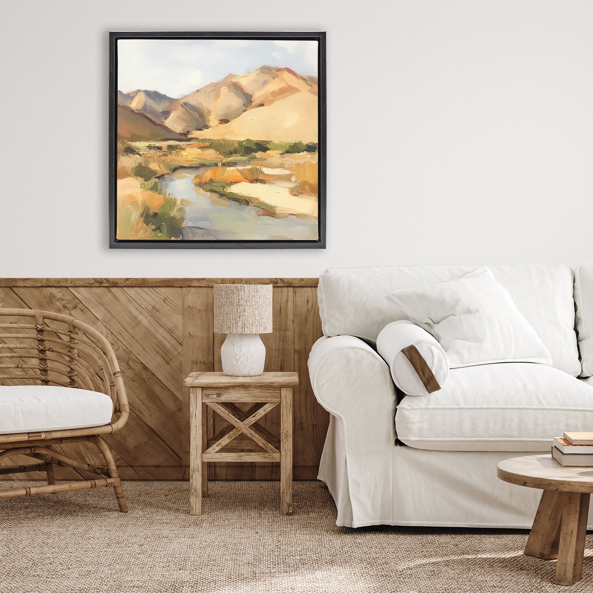 Stupell Industries Wispy Desert River Black Framed Floater Canvas Wall Art, design by Petal Prints Design