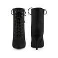 thumbnail image 6 of Unique Bargains Pointy Toe Zip Lace Up Stiletto Heels Ankle Boots for Women, 6 of 6