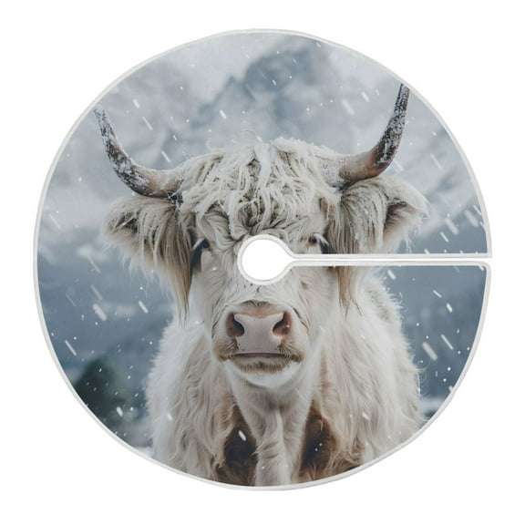 Ryvnso Christmas Tree Skirt Highland Cattle Winter Xmas Tree Skirts Ornament Home Decorations 35.4"