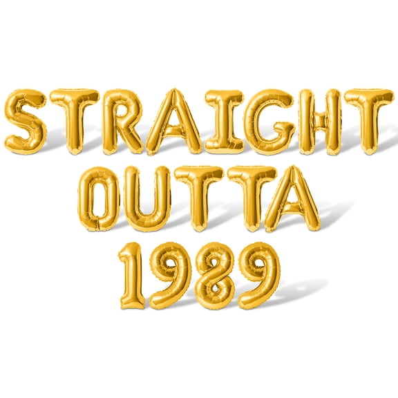 Letter Balloons - STRAIGHT OUTTA 1989 16" Inch Alphabet Letters Foil Mylar Balloon Birthday Party Banner (Gold)