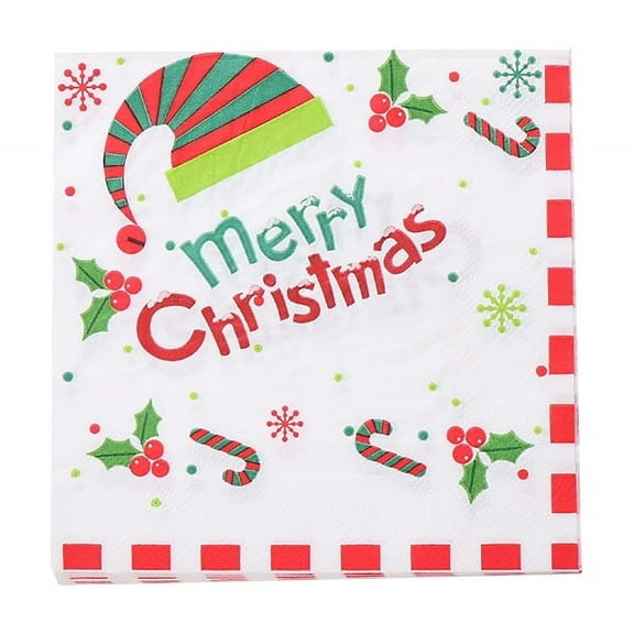 Christmas Party Decorations - Christmas Tree Paper Napkins Disposable Napkins for Merry Xmas Winter Festive Dinner Party Supplies 6.5"x6.5"