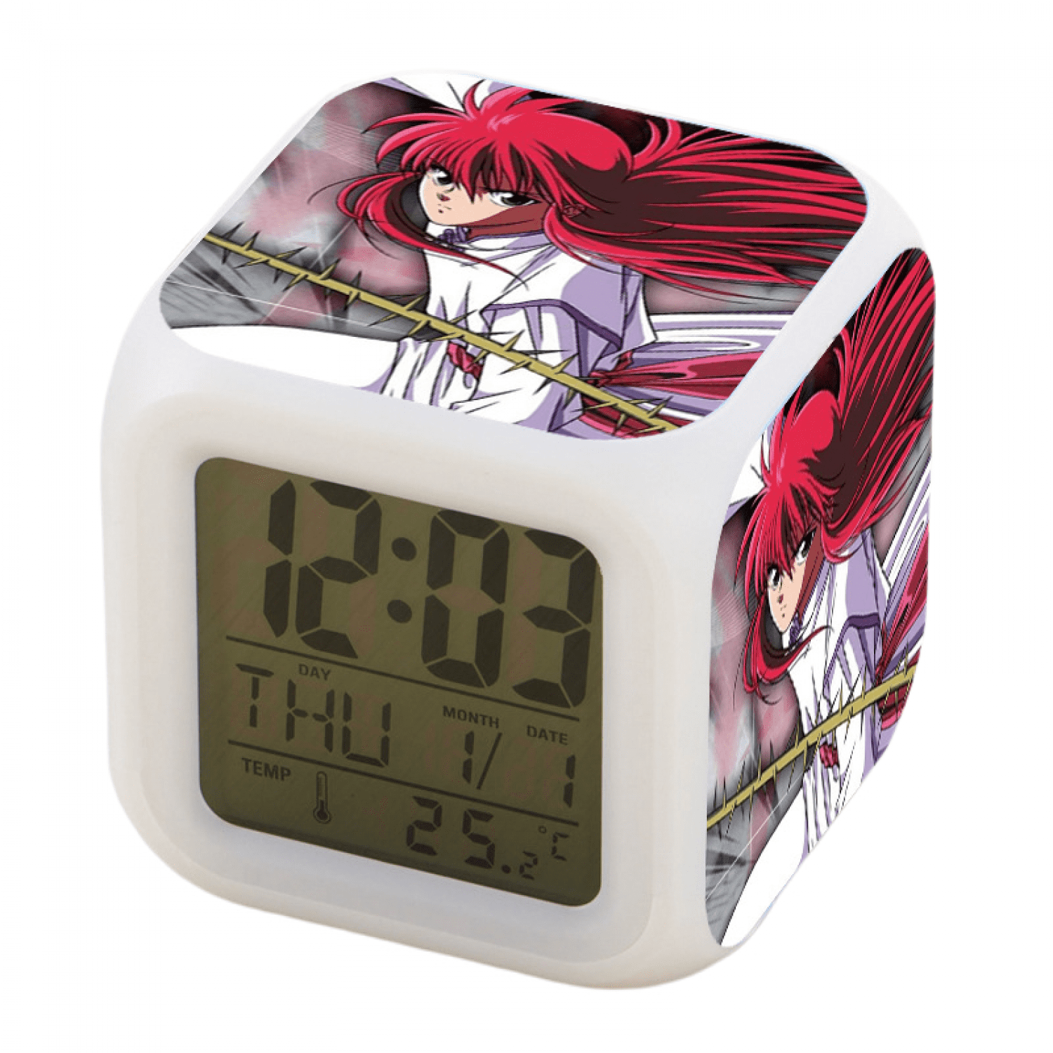 JUSTUP Anime Alarm Clock for Kids Room, LED Digital Bedroom Alarm Clock