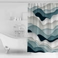 thumbnail image 4 of Blue Grey Ombre Shower Curtains for Bathroom Waterproof Fabric Bath Curtains Decor Bath Tub Curtain Modern Geometric Moire Abstract Art Decorative Shower Curtain Sets with 12 Hooks, 72x72 Inch, 4 of 6