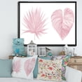 thumbnail image 2 of Designart 'Tropical Pink Watercolour Leaves On White II' Shabby Chic Framed Canvas Wall Art Print, 2 of 5