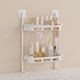 thumbnail image 1 of Bathroom Storage Rack | Multifunctional Sink Organizer | Wall Mounted Plastic Shelf | Dual Tier Design with Hooks | White Black | Space-Saving | 61x34x14.5cm | Easy Install | 1 Piece, 1 of 6