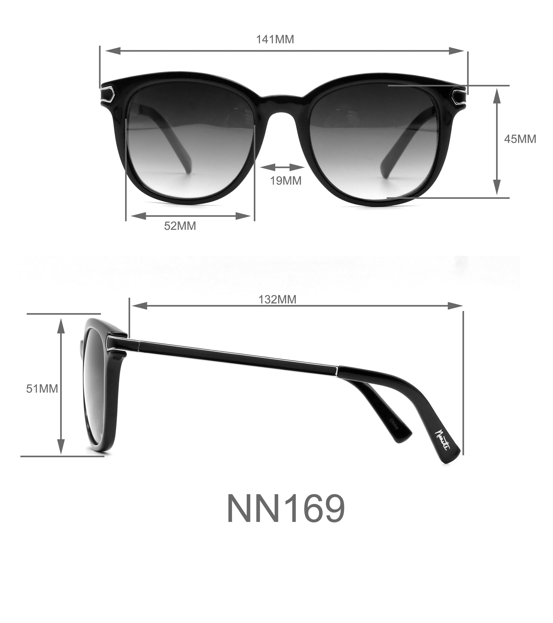 Nanette Lepore Women's NN169 Retro UV400 Protective Round Square Fashion Sunglasses, 52mm