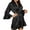 Black, variant on Feancey Satin Robes for Women Silk Kimono Bathrobe Short Ruffle 3/4 Sleeve Sleepwear Soft Bridesmaids Nightgowns with Belt Navy L