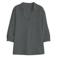 thumbnail image 4 of Jacenvly Hauts pour Femmes Liquidation Chemise à Manches Longues Col Porte Tube Régulier Couleur Unie Haut pour Femmes Chemise Hauts pour Femmes Manches Longues, 4 of 5