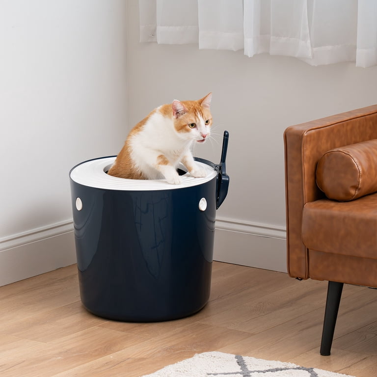 Iris Large Round Top Entry Cat Litter Box with Scoops photo 8