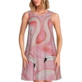 thumbnail image 1 of Easygdp Flamingos para Vestido Transpirable de Mujer, Vestido Suelto de Manga Corta con Pliegues y Bolsillos para el Verano, 1 of 7