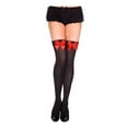 thumbnail image 5 of Grofry Women Stockings,Stretch Lace Bow Thigh High Stocking Over The Knee Socks White + Red Bowknot, 5 of 6