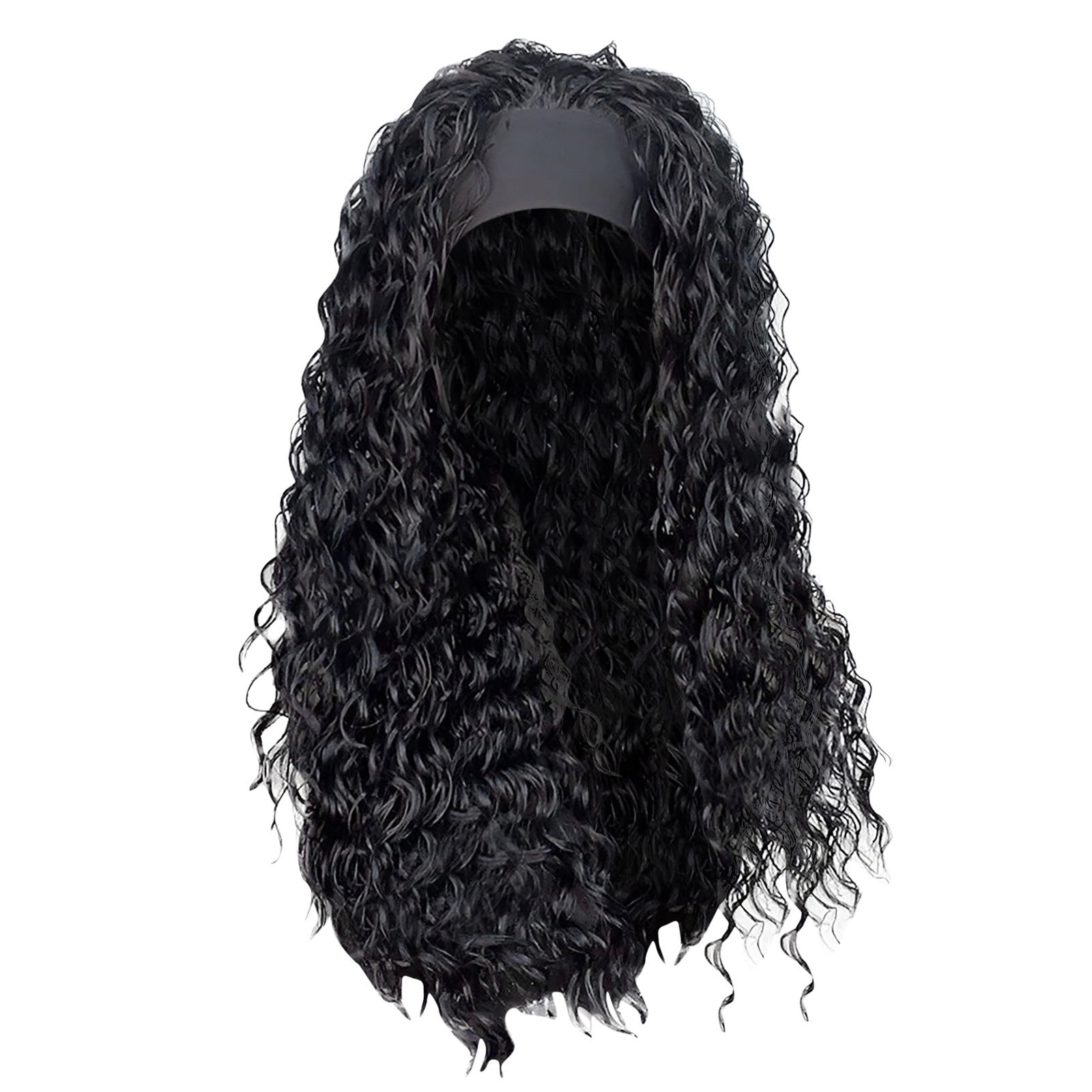 Headband Wigs Long Black Body Wave Clueless Wigs for Black Women,24inch Headband Wig Curly Deep Wave Headband Wig,Synthetic Natural Looking Wavy Head Band Wig Human Hair Wigs